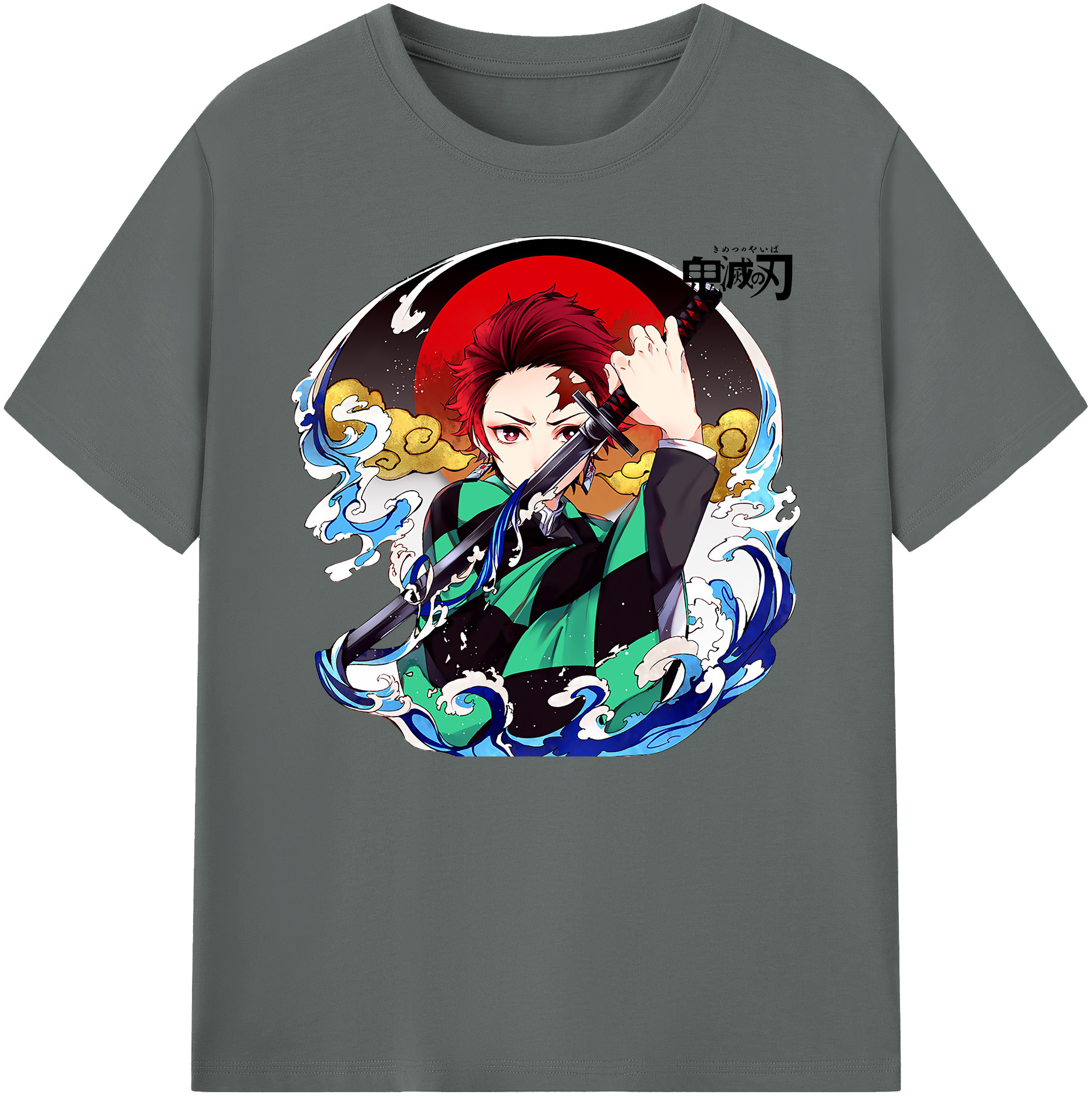 （画像用） 鬼滅の刃 竈門 炭治郎／かまど たんじろう Kamado Tanjirou 綿100％ メンズ半袖Tシャツ｜肌触りやわらか＆通気性